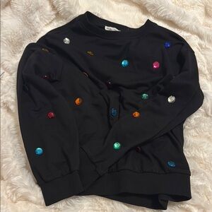 Black Sweatshirt with Colorful Gem Accents MATCHING BOTTOMS ON MY PAGE